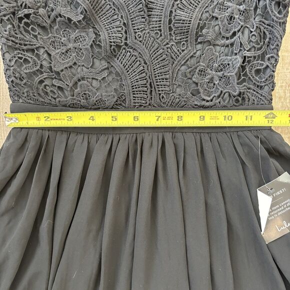 NWT Lulus Black Lace Skater Dress Sz XS LBD Crochet Lace Mini Angel in Disguise - Picture 13 of 14